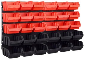 32 pcs kit caixas arrumação com painéis parede vermelho e preto