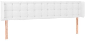 Cabeceira de cama c/ LED couro artificial 163x16x78/88cm branco