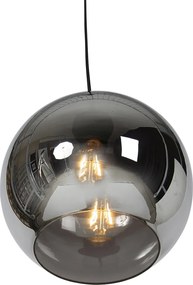 Candeeiro de suspensão inteligente preto com vidro fumê incl. Wifi A60 - Wallace