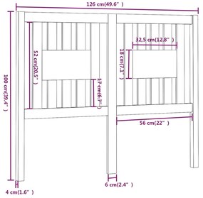 Cabeceira de cama 126x4x100 cm pinho maciço castanho mel