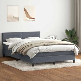 vidaXL Cama com molas/colchão 140x220 cm veludo cinzento-escuro