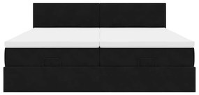 Estrutura de cama otomana com colchões 200x200cm veludo preto