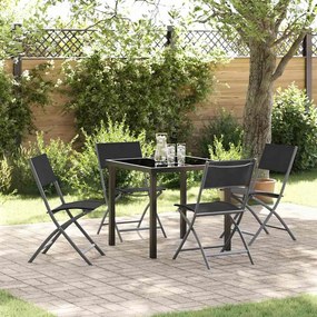 vidaXL Conjunto de jantar de jardim 5 peças - Textilene preto e aço
