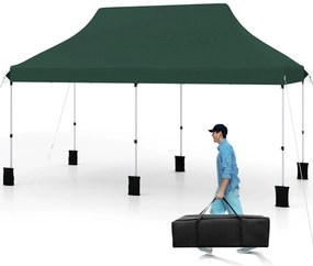 Tenda Pop Up Festas, Feiras, Jardim dobrável de 3 x 6 m com bolsa de transportee 6 sacos areia, portátil para festas com altura ajustável verde