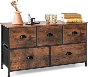 Organizador "Rustico Marrón" com 5 Gavetas de Tecido Dobráveis - 100x3