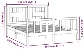 Estrutura de cama com cabeceira 160x200 cm pinho maciço branco