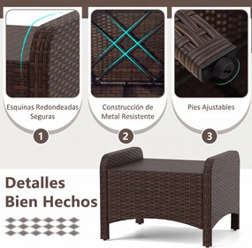 Conjunto de 2 Otomanas Retangulares para Repousa-pés, 54 x 46 x 39,5 cm, Almofadas Removíveis, Bege e Castanho