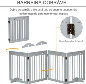 PawHut Barreira de Segurança Dobrável para Cães Grade de Proteção de 4