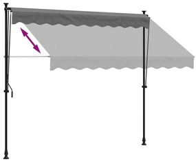 Toldo retrátil 250x150 cm tecido e aço antracite