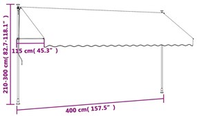 Toldo retrátil 400x150 cm tecido e aço antracite