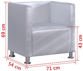 Poltrona em forma de cubo couro artificial branco