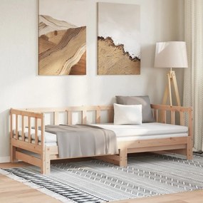 vidaXL Sofá-cama com gavetão 90x190 cm madeira de pinho maciça