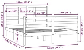 Estrutura de cama king 150x200 cm madeira maciça