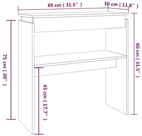 Mesa consola 80x30x80 cm derivados de madeira carvalho fumado