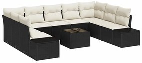 Conjunto de Sofá de Jardim com 9 Peças e Almofadas Marrons em Poliratt