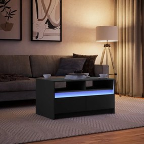 Mesa de centro com luzes LED derivados de madeira preto