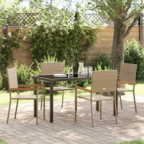 vidaXL Conjunto de Jantar de Jardim 5 Peças Bege em Rattan Sintético