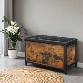 Banco armazenamento multifuncional 80 x 40 x 50 cm estilo industrial Castanho Vintage