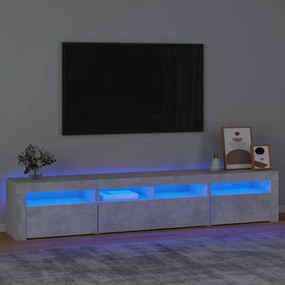 Móvel de TV com luzes LED 210x35x40 cm cinzento cimento
