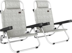 Outsunny Conjunto de 2 Espreguiçadeiras Dobráveis, Reclináveis para Exterior com 4 Posições Ajustáveis | Aosom Portugal