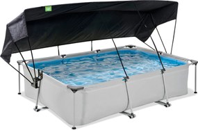 Piscina retangular Soft 300 x 200 x 65 cm com bomba de filtragem e cobertura - cinzenta