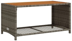 4 pcs conjunto sofás de jardim c/ almofadões vime PE cinzento