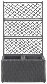 Floreira com treliça e 2 vasos 58x30x107 cm vime PE preto