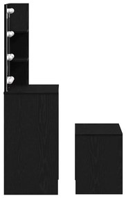 Conjunto de Mesa de Maquilhagem vidaXL com LED em Carvalho Preto de Ma