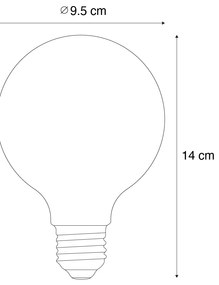 Conjunto de 5 lâmpadas LED E27 reguláveis G95 castanho 4W 120 lm 1800K