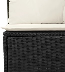 Conjunto de Sofá de Jardim de 7 Peças com Almofadas Preto Rattan Poli