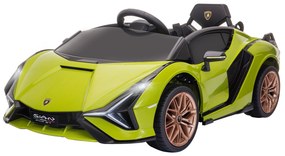 HOMCOM Carro Elétrico 12V Lamborghini Infantil para Crianças 3-8 Anos 108x62x40 cm com Controle Remoto Música MP3 USB Faróis Verde | Aosom Portugal