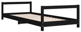 Estrutura de cama infantil 90x200 cm pinho maciço preto