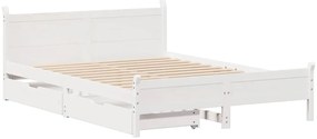 Cama sem colchão 120x200 cm madeira de pinho maciça branco