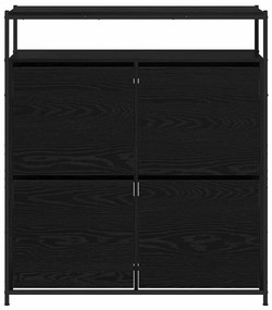 Gabinete de Sapatos com 4 Gavetas Basculantes Carvalho Preto 100x34x11