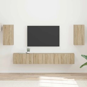 vidaXL Conjunto de móvel de TV Montado na parede 5 pcs Carvalho Sonoma