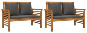 3 pcs conjunto lounge de jardim c/ almofadões acácia maciça