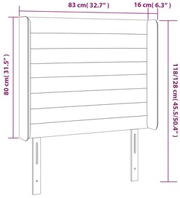 Cabeceira cama c/ abas veludo 83x16x118/128 cm cinzento-escuro