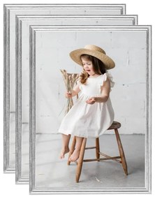 vidaXL Molduras para parede ou mesa 3 pcs 29,7x42 cm prateado