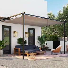 Pérgola de Parede com Toldo Retrátil – Modelo Coimbra – 3,9x2,9 m – Es