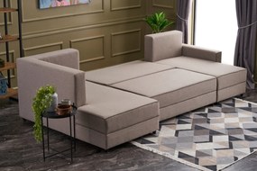 Sofá-cama de canto Ece – Creme – 315 cm x 88 cm x 160 cm