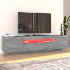 Móvel de TV com luzes LED 160x35x40 cm sonoma cinzento