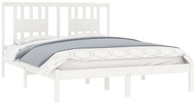 Estrutura de cama 140x200 cm madeira de pinho maciça branco