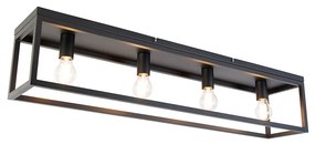 LED Candeeiro de teto inteligente preto 99,5 cm incl. 4 Wi-Fi A60 - Cage Industrial