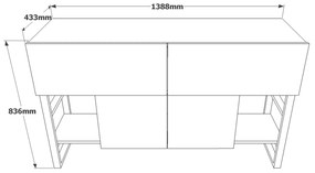 Console ML26 – Atlantic Pine – 139 cm x 83,6 cm x 43,3 cm