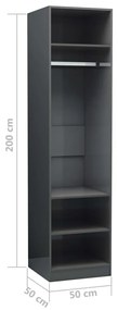 Roupeiro 50x50x200 cm contraplacado cinzento brilhante