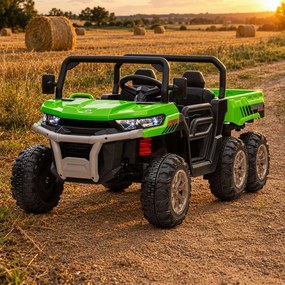 Carro elétrico para crianças jeep Transporter 24V, Pneus EVA, Assento de couro Verde