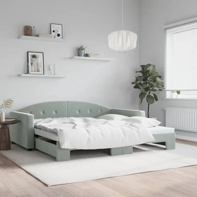 vidaXL Sofá-cama com gavetão 100x200 cm veludo cinzento-claro
