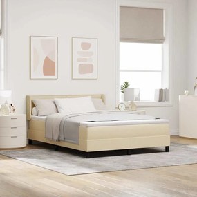 vidaXL Cama Box com colchão com cabeceira Creme 190 x 140 cm Poliéster