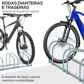 HOMCOM Estacionamento para 3 Bicicletas Suporte de Aço para Estacionar Bicicletas no Chão para Interior e Exterior 70,5x33x27cm Prata