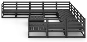 12 pcs conjunto lounge de jardim pinho maciço